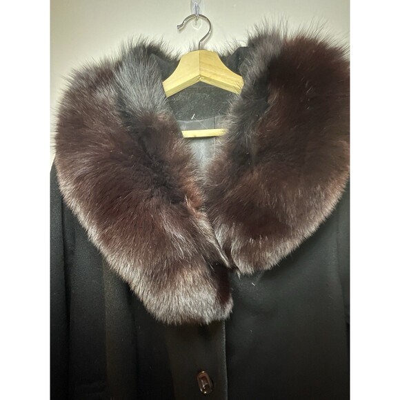 Vintage Forstmann 100% Wool Coat w/ Real Mink Fur Collar | Black | 1950s-60s M/L - Picture 2 of 8